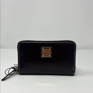 Dooney and Bourke Wexford Leather Zip Around Phone Wristlet Clutch - Bordeaux